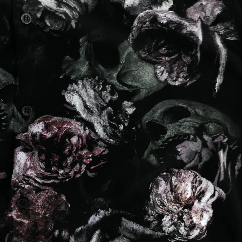 LAD MUSICIAN / ラッドミュージシャン | 2020AW | FLOWER SKULL LONG SHIRT / フラワースカル ロングシャツ | 44 | メンズ