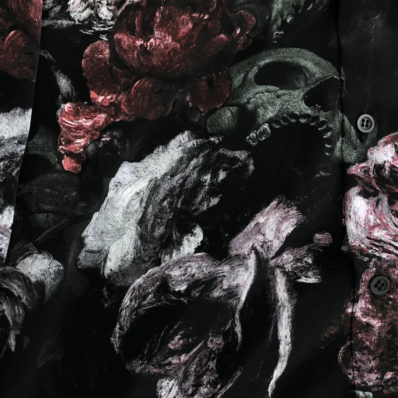 LAD MUSICIAN / ラッドミュージシャン | 2020AW | FLOWER SKULL LONG SHIRT / フラワースカル ロングシャツ | 44 | メンズ