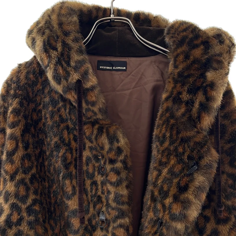 HYSTERIC GLAMOUR / ヒステリックグラマー | フェイクファー レオパード フーデッド ショートジャケット | F | レディース