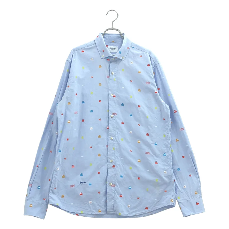 None / | Brava Fabrics / ブラバ ファブリクス / × PAC-MAN / コットン 総柄 ボタンダウンシャツ | L | メンズ