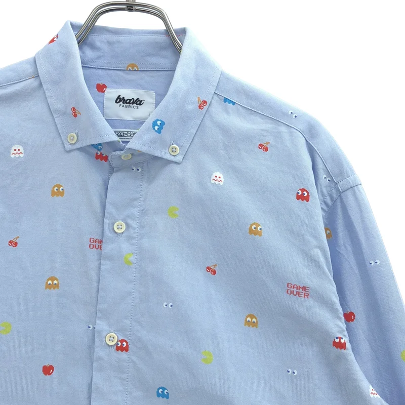 None / | Brava Fabrics / ブラバ ファブリクス / × PAC-MAN / コットン 総柄 ボタンダウンシャツ | L | メンズ