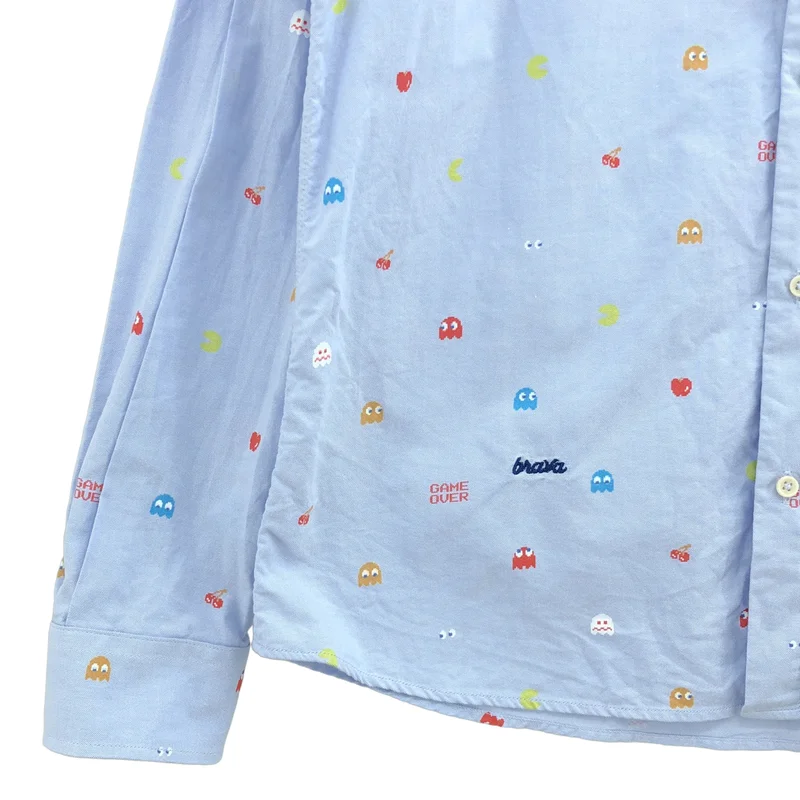 None / | Brava Fabrics / ブラバ ファブリクス / × PAC-MAN / コットン 総柄 ボタンダウンシャツ | L | メンズ