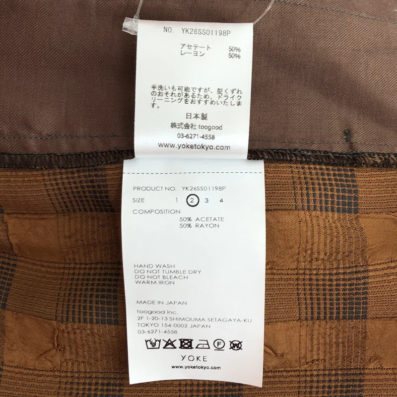 YOKE / ヨーク | Rayon Acetate Jacquard Plaid 1Pleated Easy Pants パンツ | 2 | メンズ