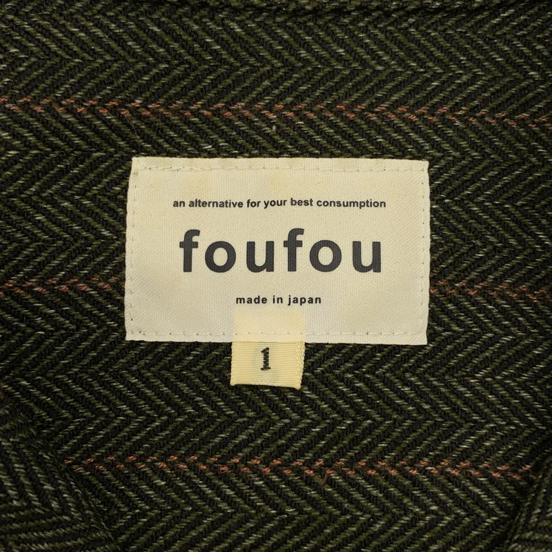 foufou / フーフー | open collar herringbone one piece / オープンカラーヘリンボーンワンピース | 1 | レディース