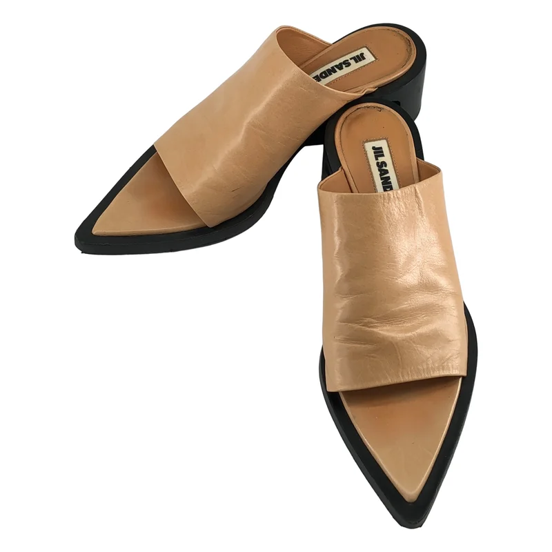 JIL SANDER / ジルサンダー | レザー ポインテッドトゥ サンダル | 36 1/2 | レディース