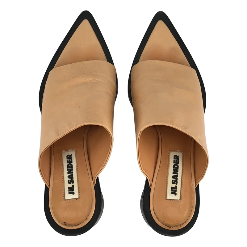 JIL SANDER / ジルサンダー | レザー ポインテッドトゥ サンダル | 36 1/2 | レディース
