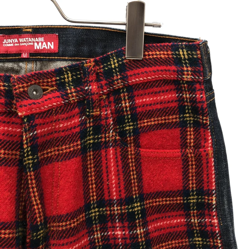 JUNYAWATANABE COMMEdesGARCONS MAN / ジュンヤワタナベマン | 2002AW | × Levi's / ウール チェック 切り替え デニムパンツ | M | メンズ