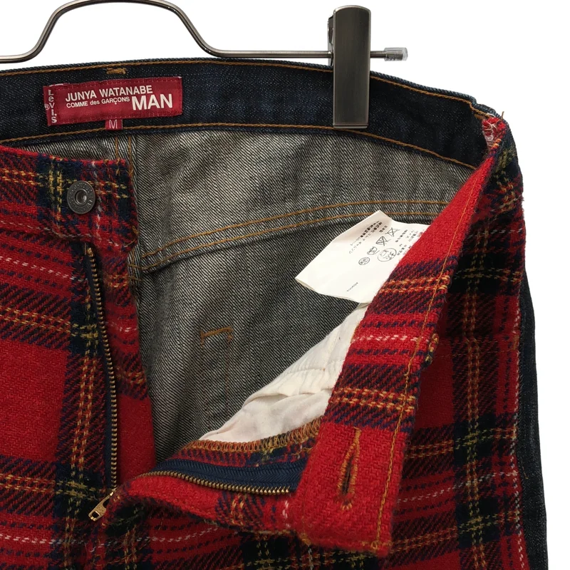 JUNYAWATANABE COMMEdesGARCONS MAN / ジュンヤワタナベマン | 2002AW | × Levi's / ウール チェック 切り替え デニムパンツ | M | メンズ