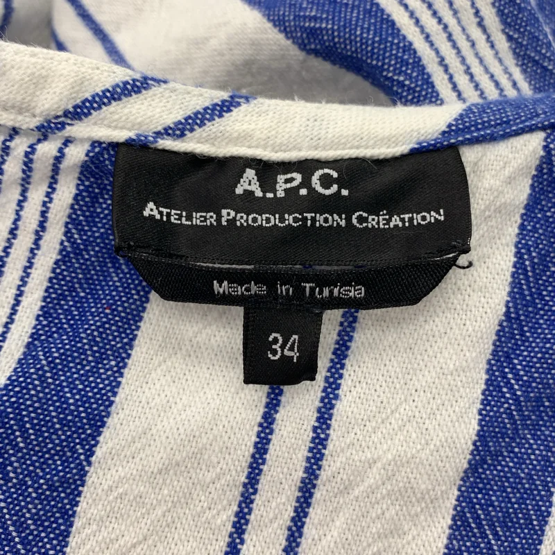 A.P.C. / アーペーセー | コットン ストライプ サイドポケット ベルテッド ワンピース | 34 | レディース