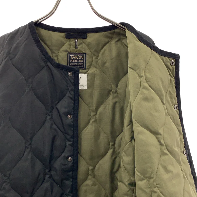 TAION / タイオン | U NECK BUTTON JACKET キルティング ノーカラージャケット | M/L | メンズ