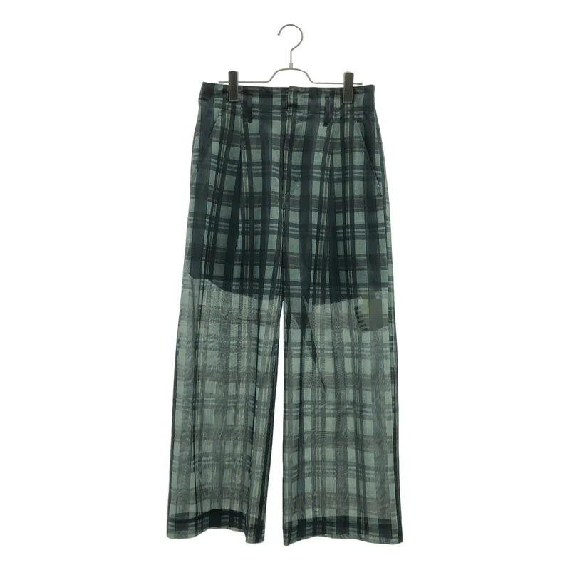 TOGA PULLA / トーガプルラ | Polyester mesh wide pants / ポリエステル チェック メッシュワイドパンツ | 34 | レディース