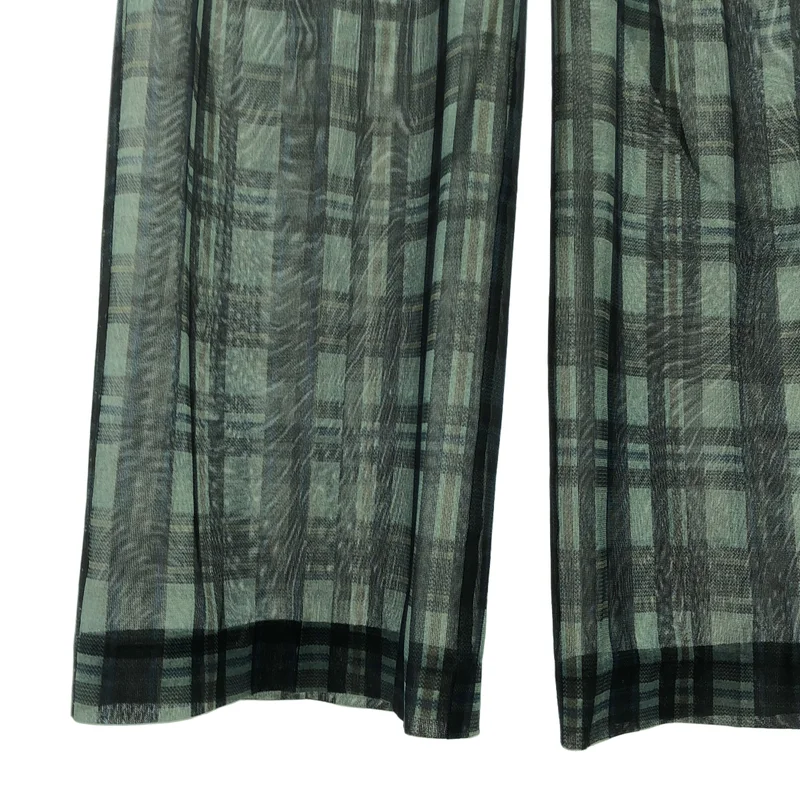 TOGA PULLA / トーガプルラ | Polyester mesh wide pants / ポリエステル チェック メッシュワイドパンツ | 34 | レディース