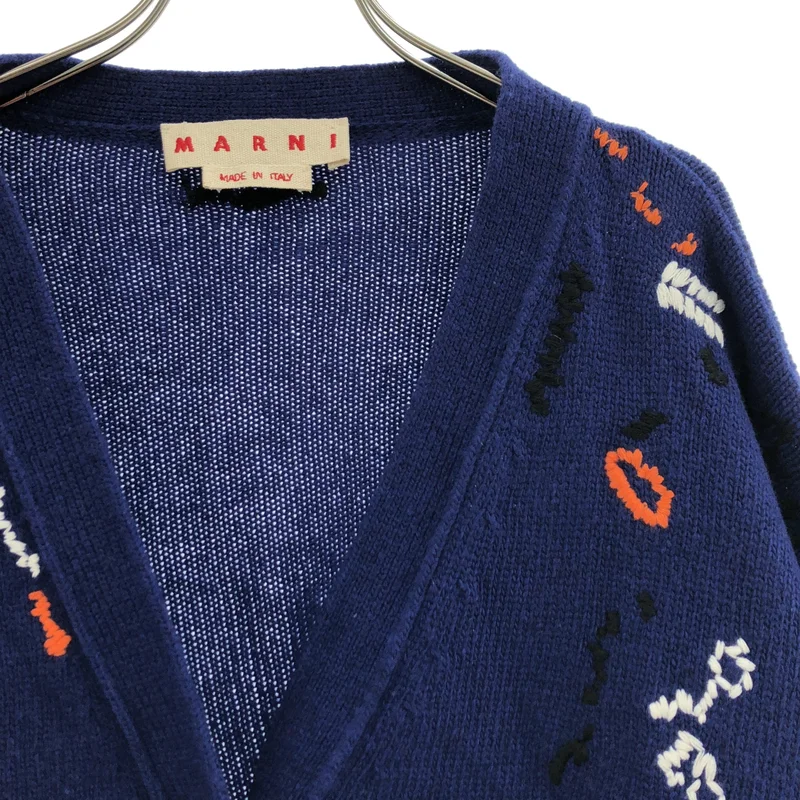 MARNI / マルニ | 2022AW | V NECK WOOL CARDIGAN / ウール アップリケ Vネック ワイドニットカーディガン | 40 | レディース