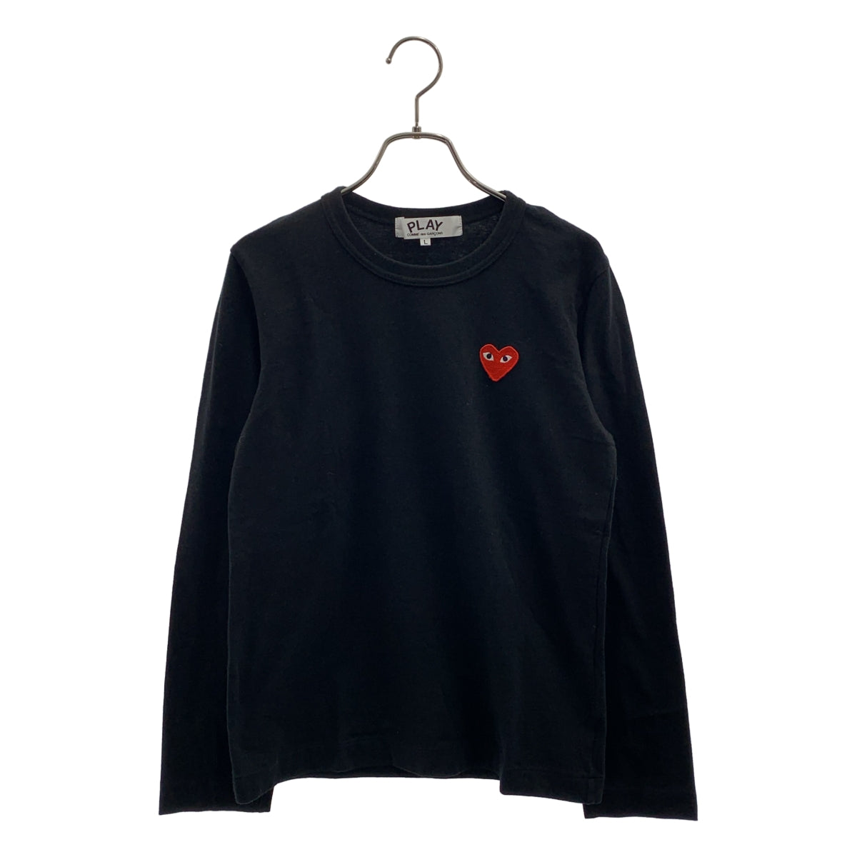 PLAY COMME des GARCONS / プレイコムデギャルソン | AD2022/1 | コットン ハートワッペン クルーネック カットソー | L | ブラック | レディース PLAY COMME des GARCONS / プレイコムデギャルソン | AD2022/1