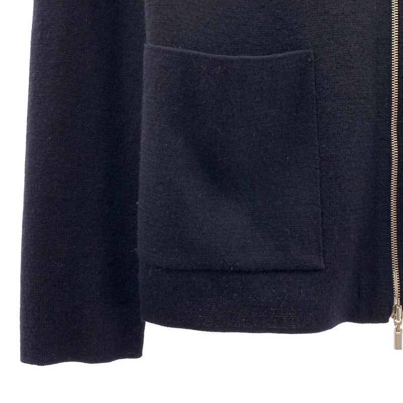 FOXEY NEW YORK / フォクシーニューヨーク | ウール ロゴジップ ニット ジャケット | 38 | レディース