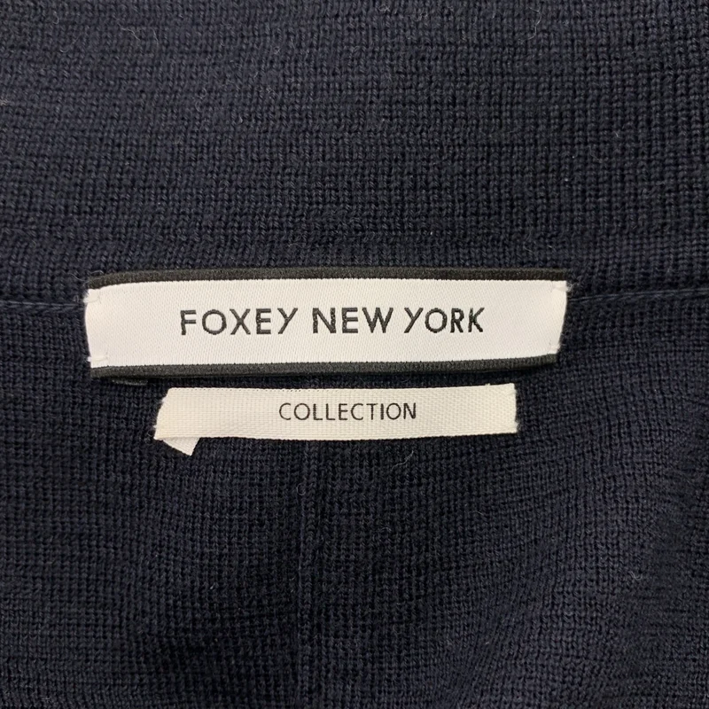 FOXEY NEW YORK / フォクシーニューヨーク | ウール ロゴジップ ニット ジャケット | 38 | レディース