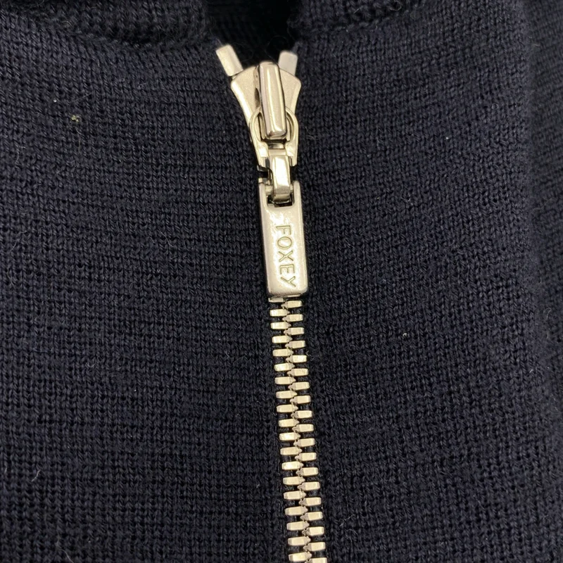 FOXEY NEW YORK / フォクシーニューヨーク | ウール ロゴジップ ニット ジャケット | 38 | レディース