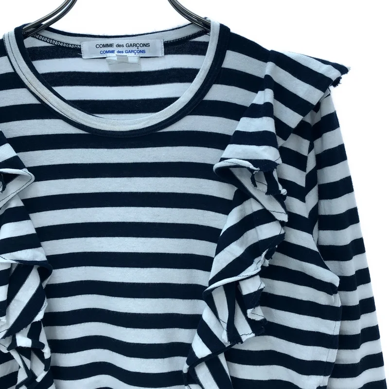 COMME des GARCONS COMME des GARCONS / コムコム | コットン ボーダー フリルドッキング Tシャツ | S | レディース