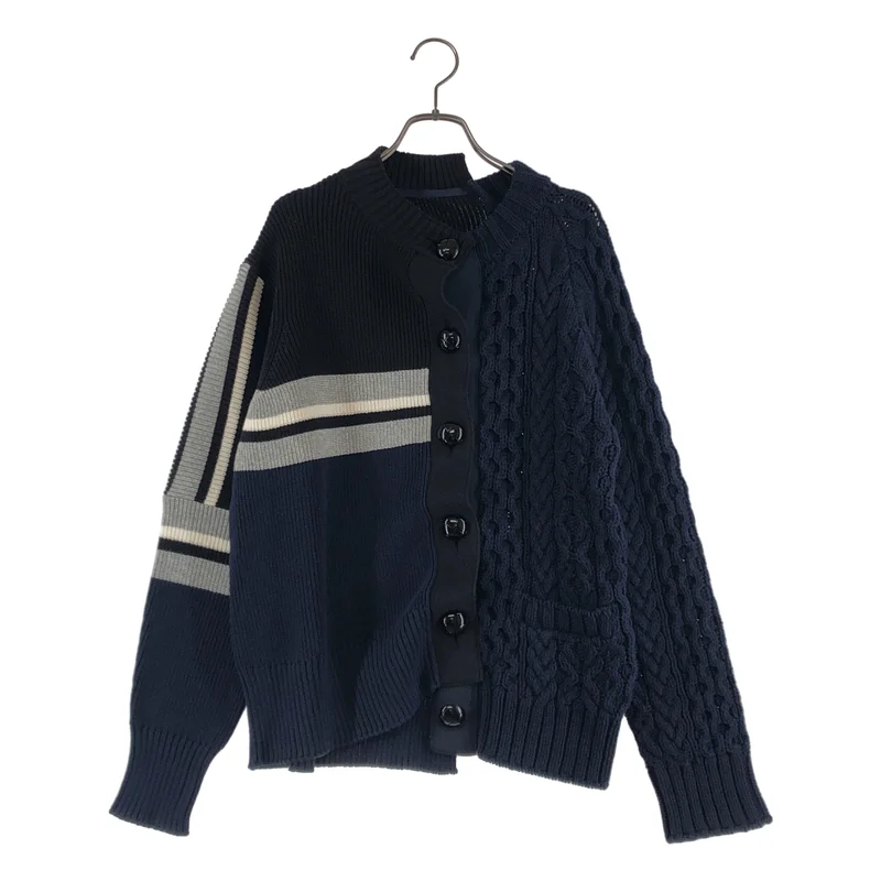 sacai / サカイ | コットン混 ケーブル切替 ニット カーディガン | 1 | レディース