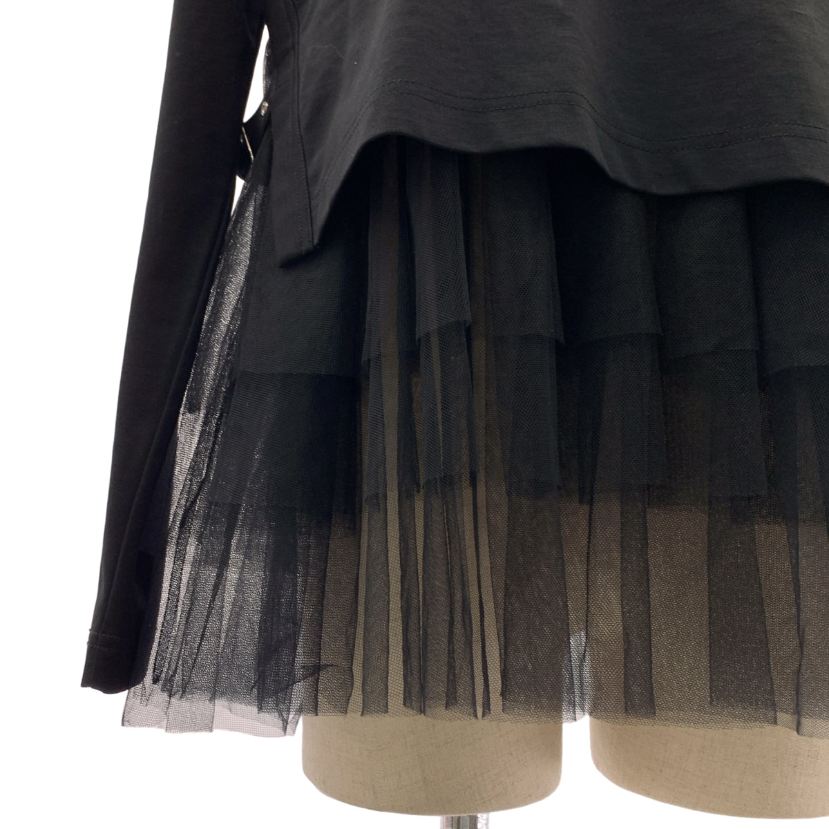【美品】  noir kei ninomiya / ノワールケイニノミヤ | 2024SS | チュールレイヤード ダブルアジャスター プルオーバー | S | ブラック | レディース 美品】 noir kei ninomiya / ノワールケイニノミヤ | 2024SS
