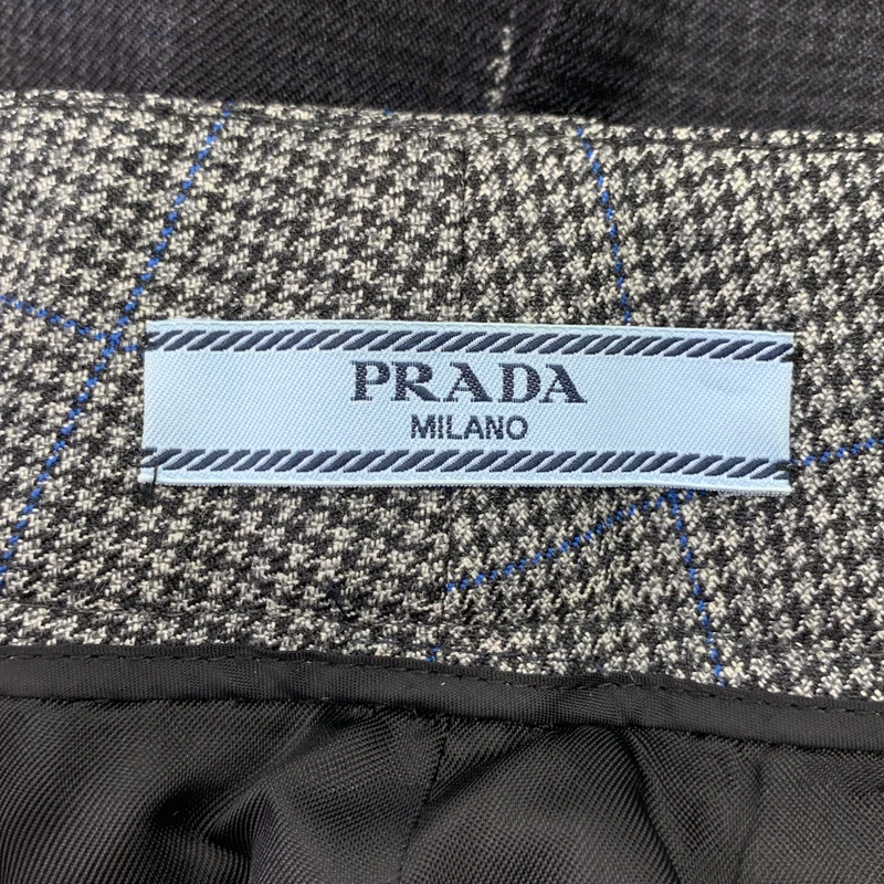 PRADA / プラダ | ウール 千鳥格子 ペイントデザイン ワイドスラックス | 42 | レディース