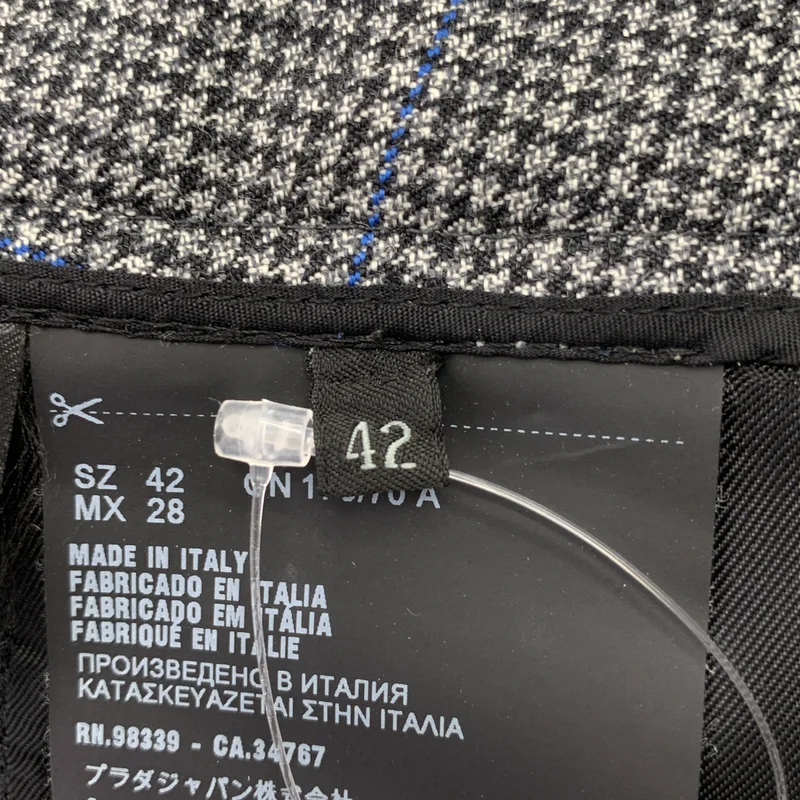 PRADA / プラダ | ウール 千鳥格子 ペイントデザイン ワイドスラックス | 42 | レディース