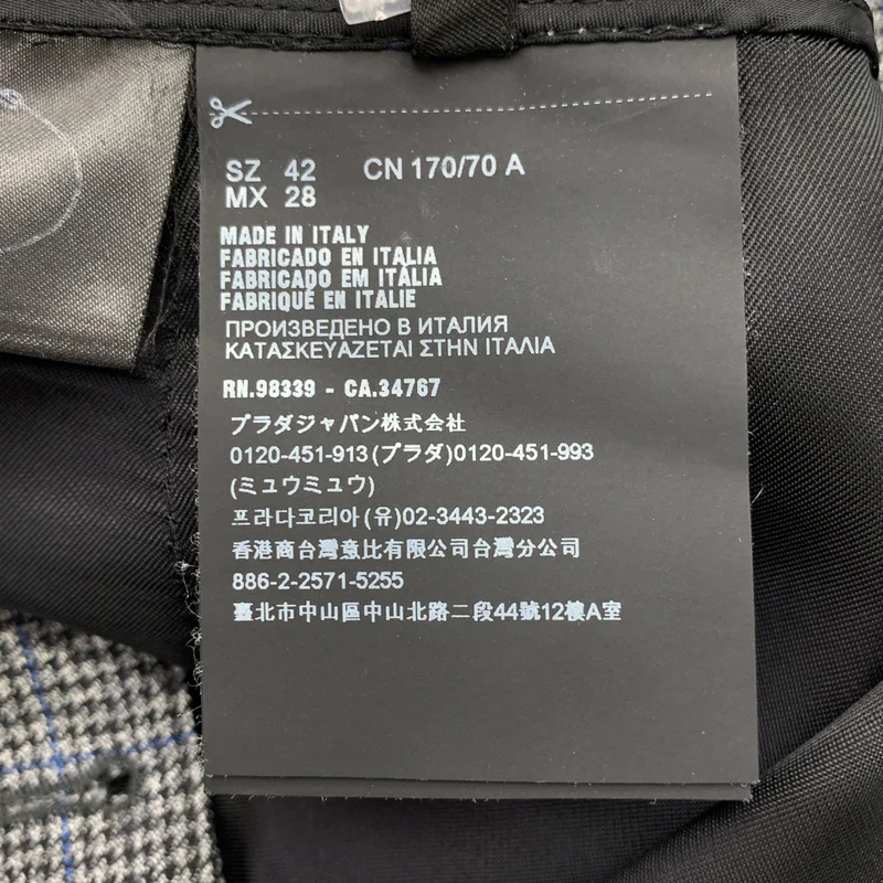 PRADA / プラダ | ウール 千鳥格子 ペイントデザイン ワイドスラックス | 42 | レディース