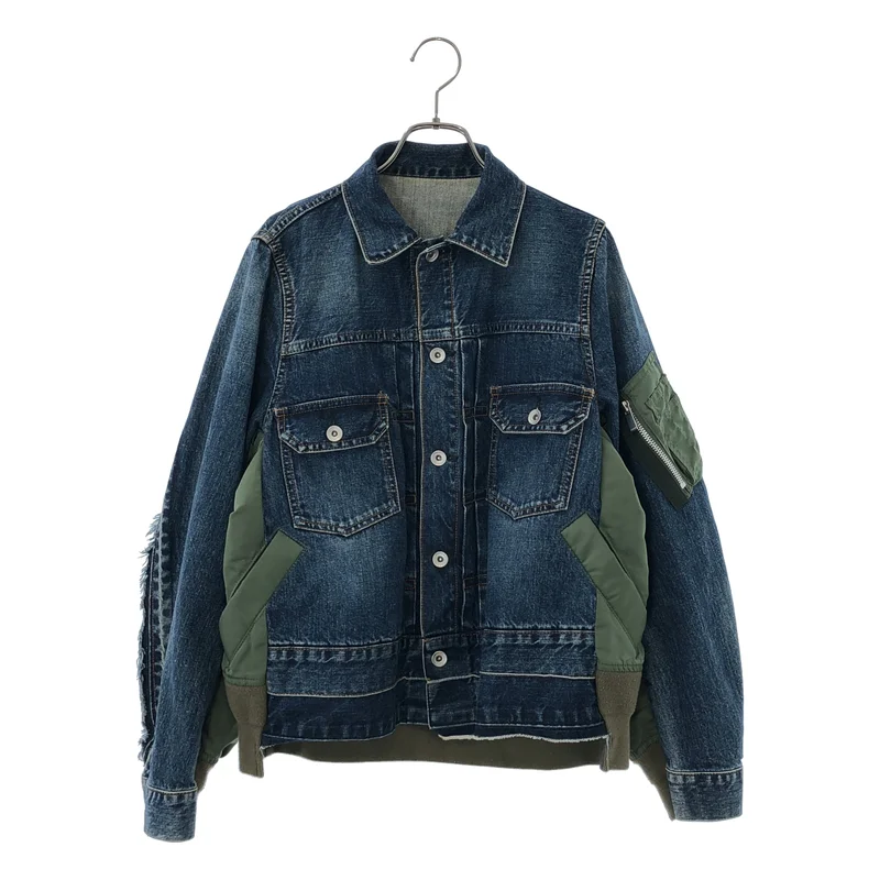 sacai / サカイ | 2023AW | Denim x Nylon Twill Jacket デニム ドッキング ボンバージャケット | 1 | レディース