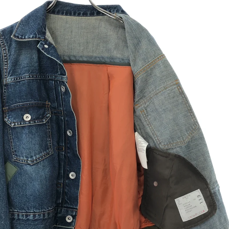 sacai / サカイ | 2023AW | Denim x Nylon Twill Jacket デニム ドッキング ボンバージャケット | 1 | レディース