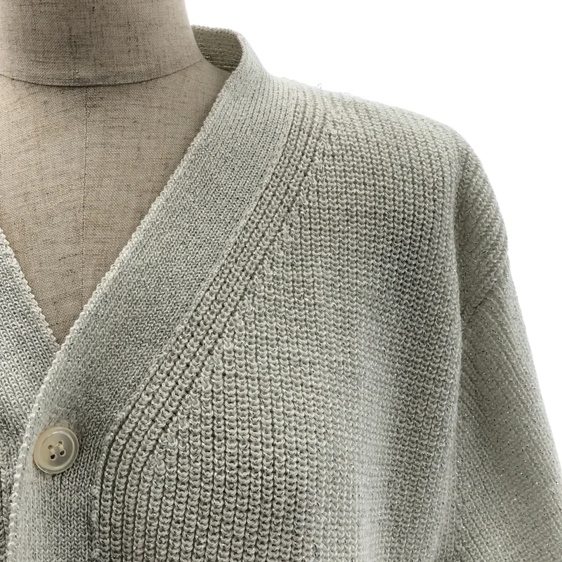 BLACK COMME des GARCONS / ブラックコムデギャルソン | 2024SS | Lame Rib × Lame Tulle Cardigan / ラメ リブ チュールカーディガン | XS | レディース