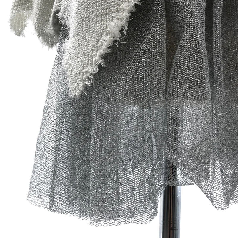 BLACK COMME des GARCONS / ブラックコムデギャルソン | 2024SS | Lame Rib × Lame Tulle Cardigan / ラメ リブ チュールカーディガン | XS | レディース