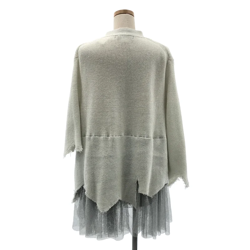 BLACK COMME des GARCONS / ブラックコムデギャルソン | 2024SS | Lame Rib × Lame Tulle Cardigan / ラメ リブ チュールカーディガン | XS | レディース