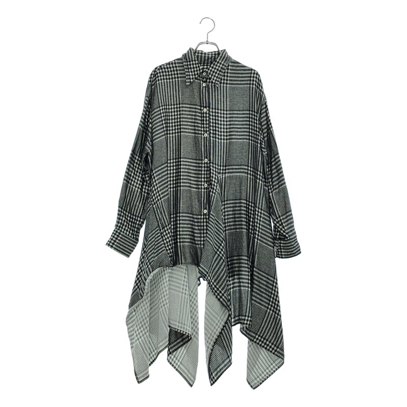 MM6 Maison Margiela / エムエムシックスメゾンマルジェラ | 2021SS | レーヨンサテン 千鳥格子 アシンメトリーシャツ | 40 | レディース