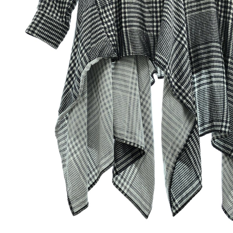 MM6 Maison Margiela / エムエムシックスメゾンマルジェラ | 2021SS | レーヨンサテン 千鳥格子 アシンメトリーシャツ | 40 | レディース