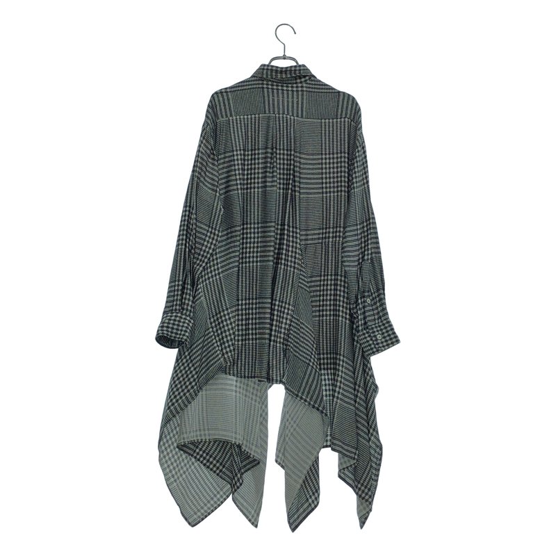 MM6 Maison Margiela / エムエムシックスメゾンマルジェラ | 2021SS | レーヨンサテン 千鳥格子 アシンメトリーシャツ | 40 | レディース