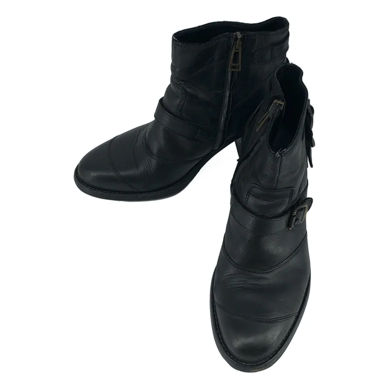 Belstaff / ベルスタッフ | レザー ストラップ ロゴサイドジップ ショートブーツ | 36 | レディース