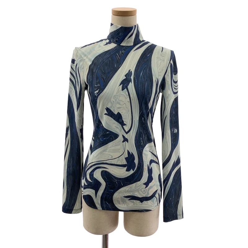 Mame Kurogouchi / マメクロゴウチ | 2024SS | Marble Print Jersey High Neck Top マーブル ハイネック トップス | 1 | レディース