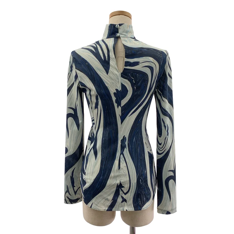 Mame Kurogouchi / マメクロゴウチ | 2024SS | Marble Print Jersey High Neck Top マーブル ハイネック トップス | 1 | レディース