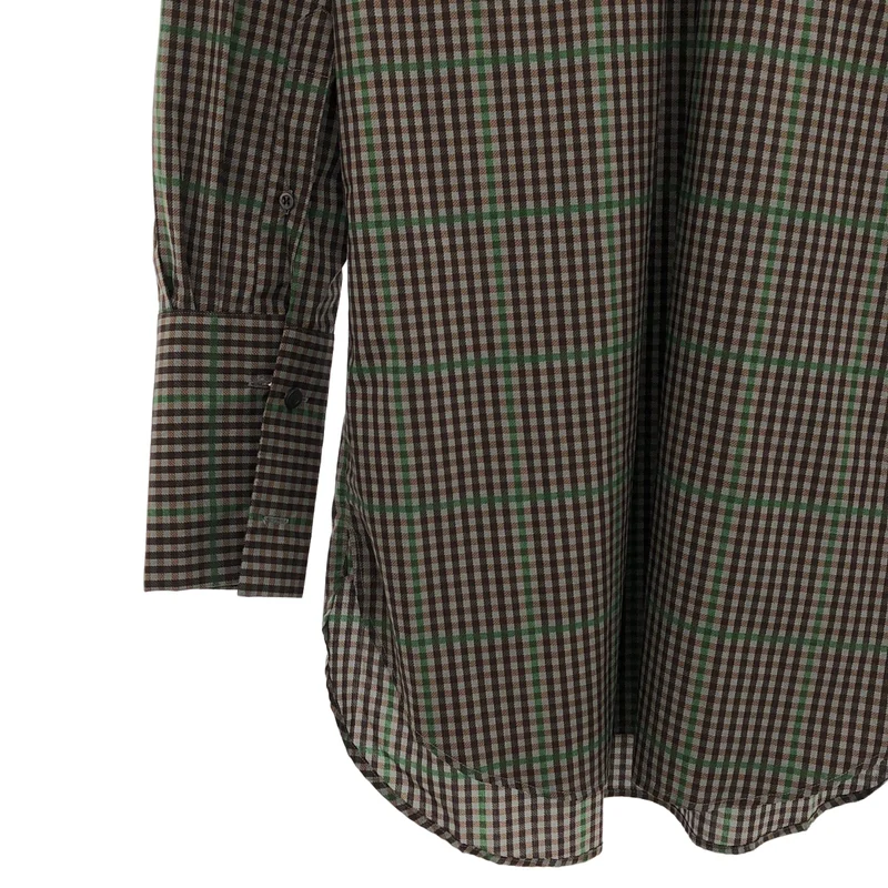DRIES VAN NOTEN / ドリスヴァンノッテン | チェック バックオープン ロングシャツ | small | レディース