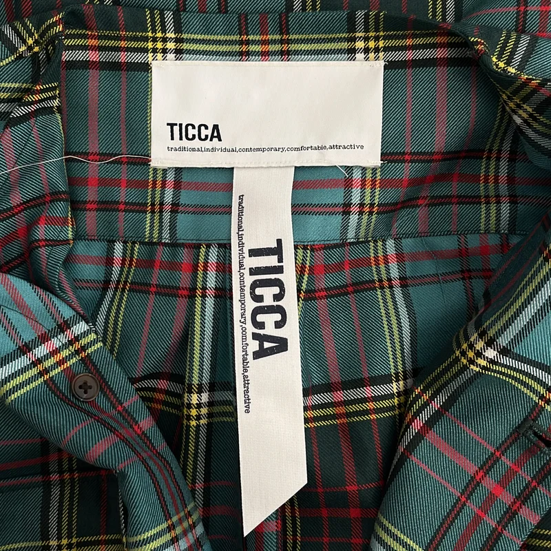 TICCA / ティッカ | ウール混 チェック ノーカラー シャツワンピース | F | レディース
