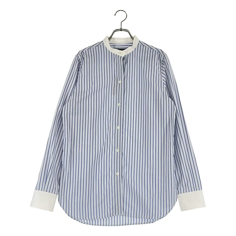 A.P.C. / アーペーセー | Anastasia Barbieri / ストライプ バンドカラーシャツ | 36 | レディース