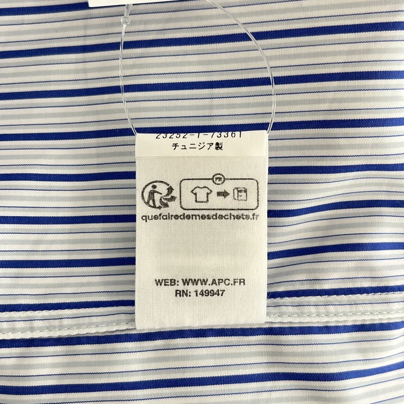 A.P.C. / アーペーセー | Anastasia Barbieri / ストライプ バンドカラーシャツ | 36 | レディース