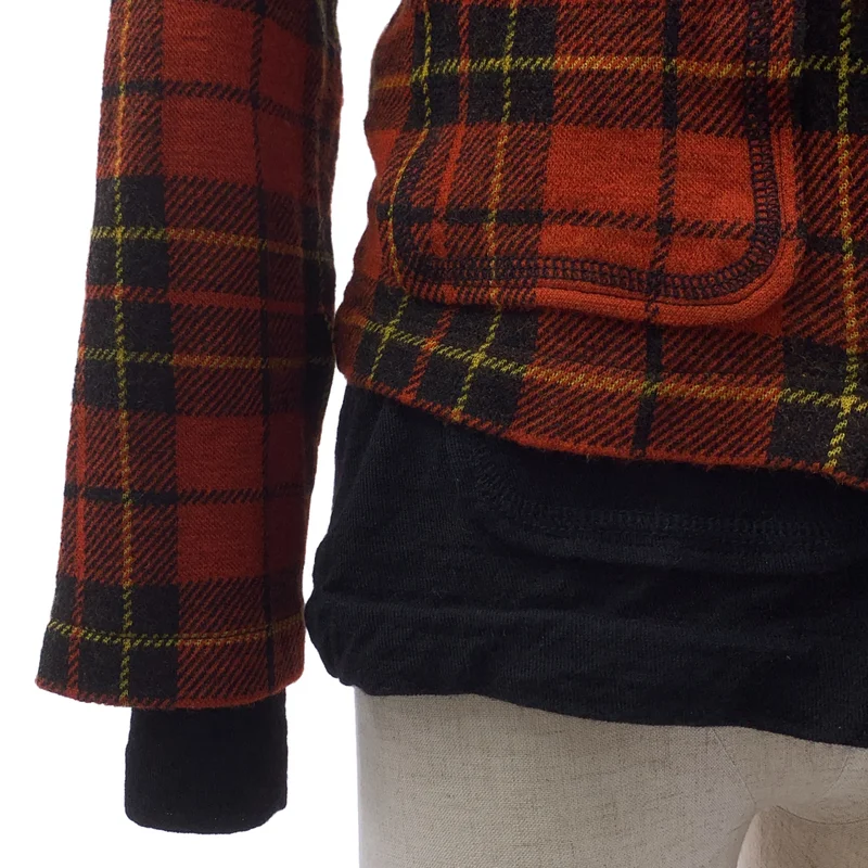 tricot COMME des GARCONS / トリココムデギャルソン | 2003AW | ウール 縮絨 タータンチェック ドッキング レイヤード ニット トップス | S | レディース