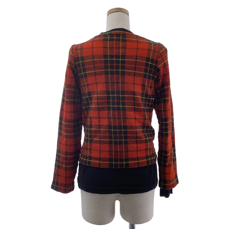 tricot COMME des GARCONS / トリココムデギャルソン | 2003AW | ウール 縮絨 タータンチェック ドッキング レイヤード ニット トップス | S | レディース
