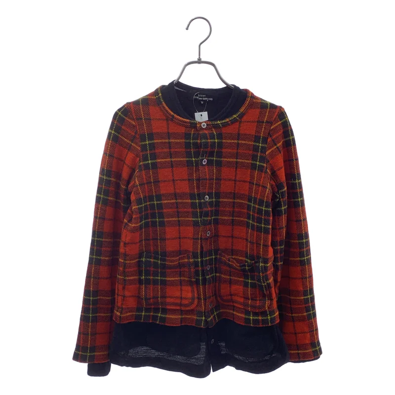 tricot COMME des GARCONS / トリココムデギャルソン | 2003AW | ウール 縮絨 タータンチェック ドッキング レイヤード ニット トップス | S | レディース