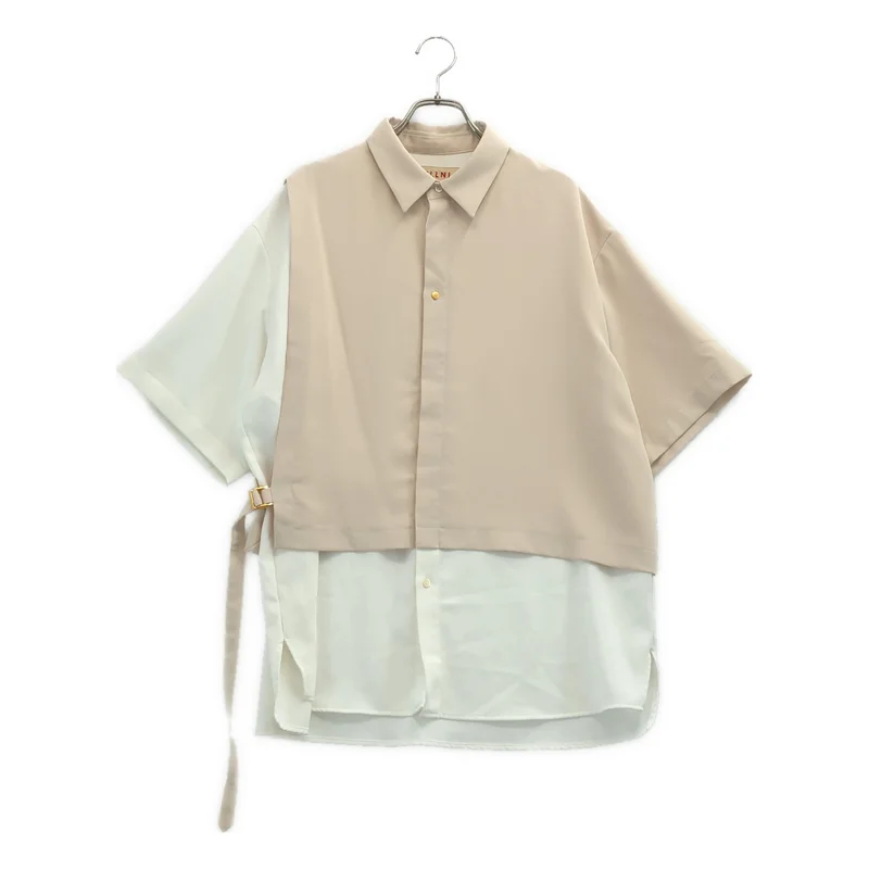 CULLNI / クルニ | 2021SS | EX.FRONT LAYERED BELTED SHIRT / ドッキング オーバーシルエット シャツ | 2 | メンズ