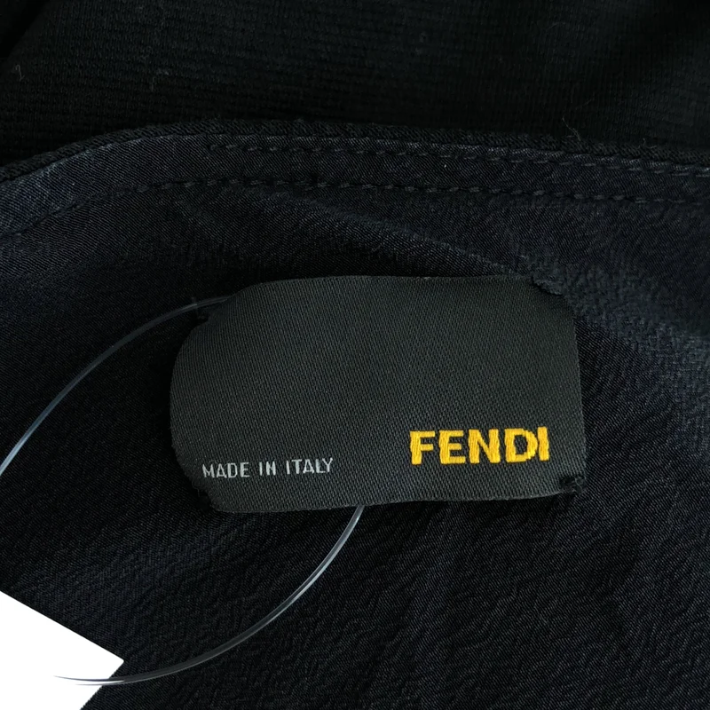 FENDI / フェンディ | コットン混 フロントプリーツ ベルテッド ノースリーブワンピース | 40 | レディース