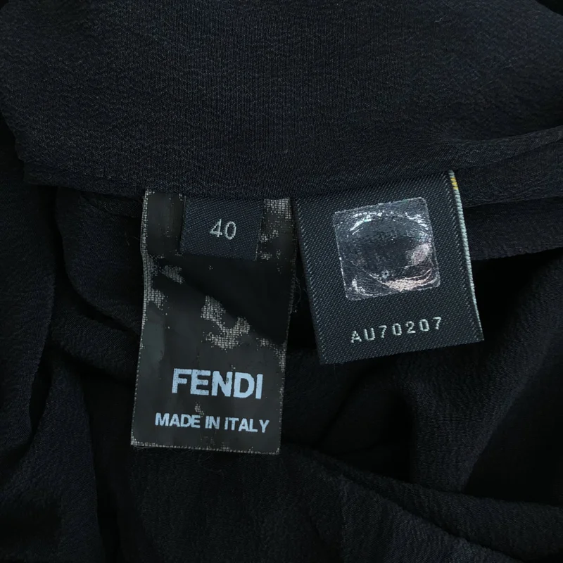 FENDI / フェンディ | コットン混 フロントプリーツ ベルテッド ノースリーブワンピース | 40 | レディース