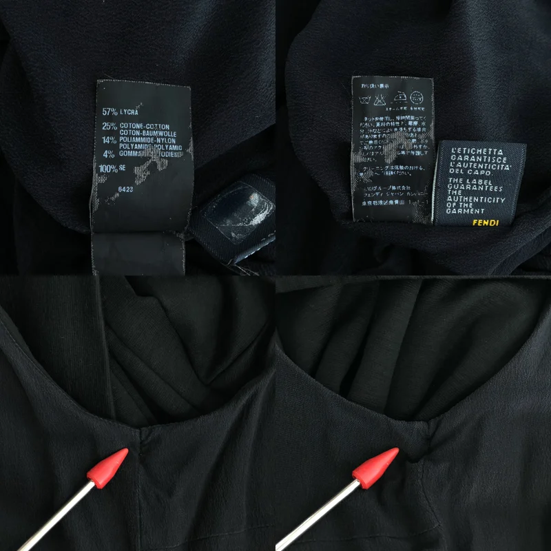 FENDI / フェンディ | コットン混 フロントプリーツ ベルテッド ノースリーブワンピース | 40 | レディース