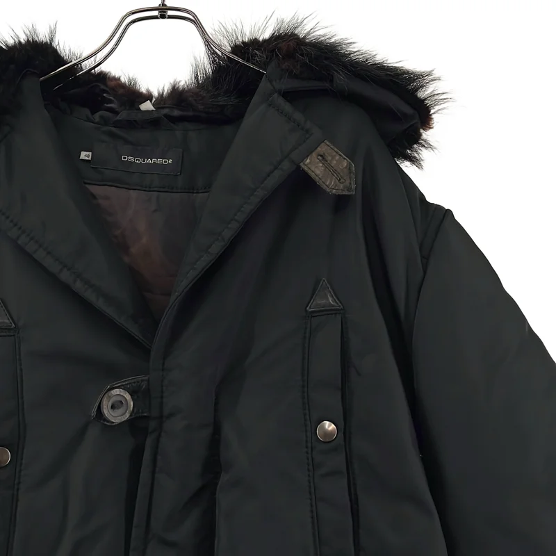 DSQUARED2 / ディースクエアード | 中綿 ファーカラー ロゴボタン レイヤードスリーブ オーバーコート | 48 | メンズ